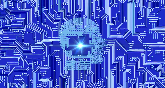 Uma cabeça em um chip na forma de arte.